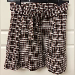 Zara plaid/tweed belted mini skirt